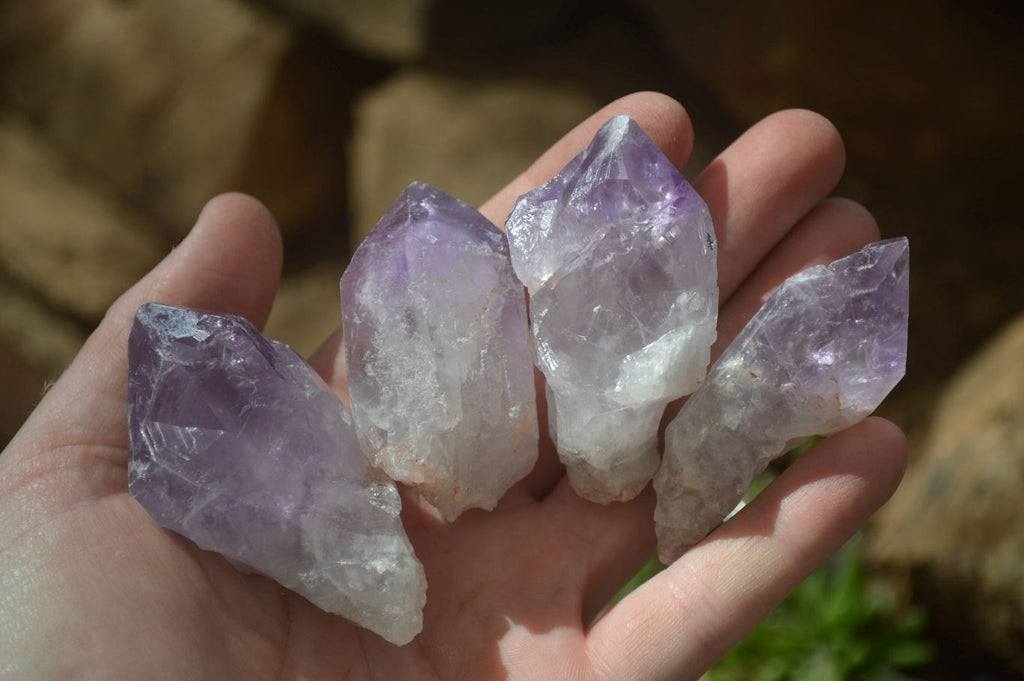 Natural Jacaranda Amethyst Single Crystals x 35 From Mumbwa, Zambia - Toprock Gemstones and Minerals 
