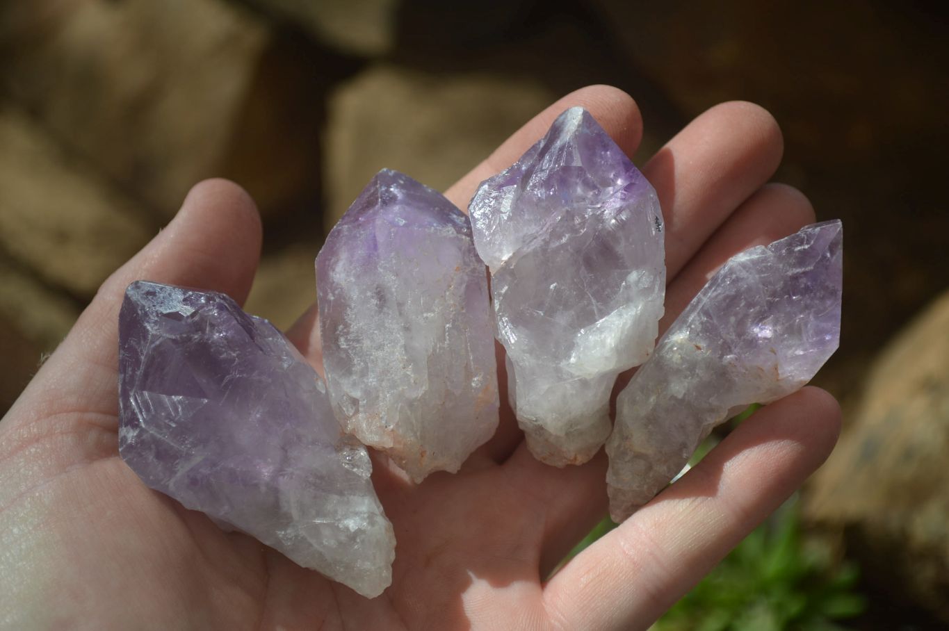 Natural Jacaranda Amethyst Single Crystals x 35 From Mumbwa, Zambia - Toprock Gemstones and Minerals 