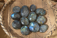 Polished Labradorite Galet / Palm Stones x 12 From Tulear, Madagascar - Toprock Gemstones and Minerals 