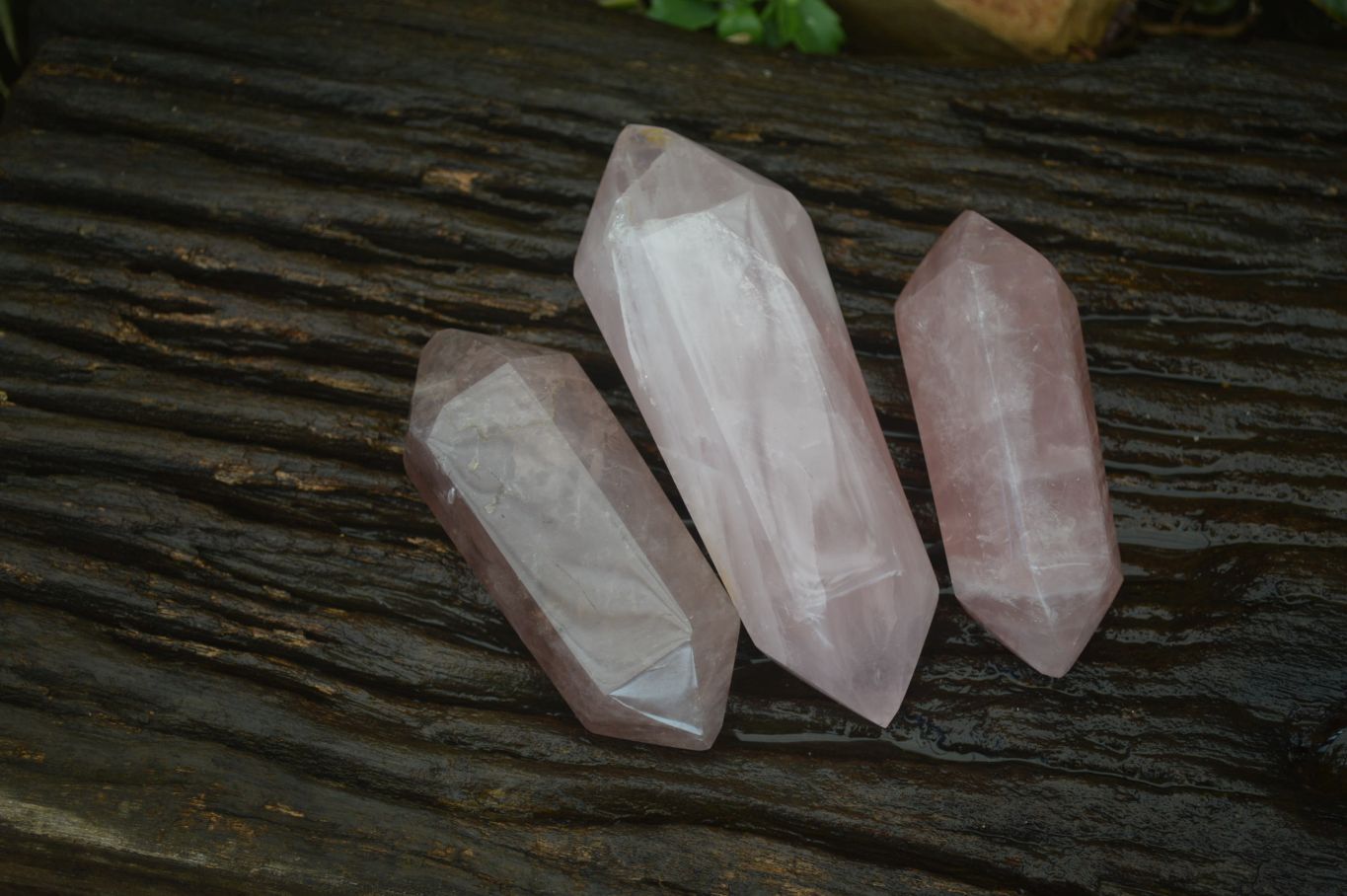 Polished Rose Quartz Points x 3 From Madagascar - Toprock Gemstones and Minerals 