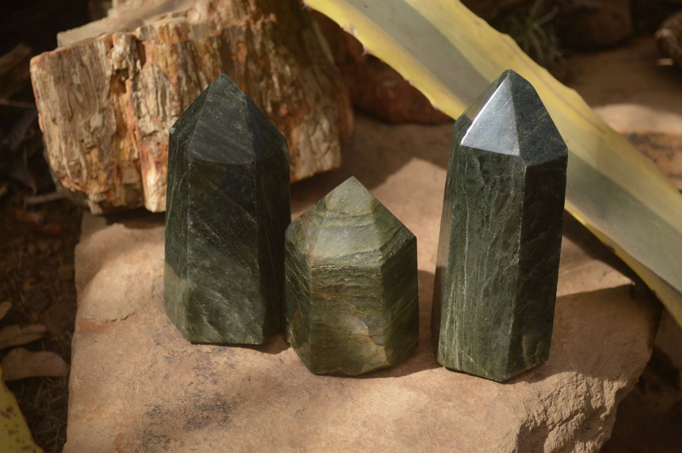Polished Fuchsite Quartz Points x 3 From Madagascar - Toprock Gemstones and Minerals 