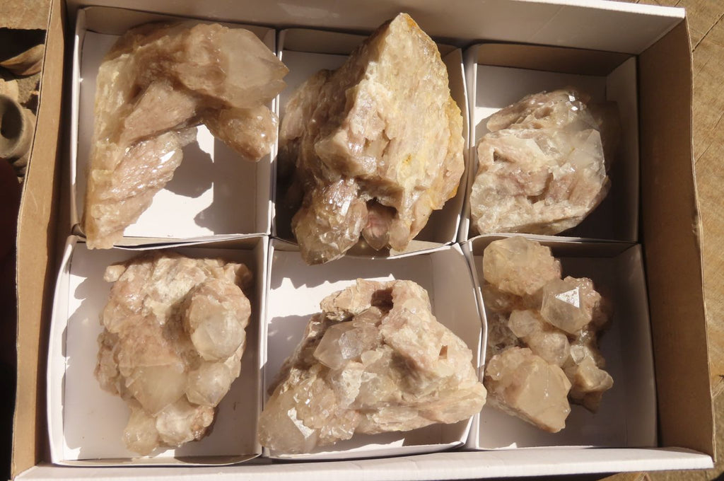 Natural Smokey Quartz Clusters x 6 From Luena, Congo - Toprock Gemstones and Minerals 