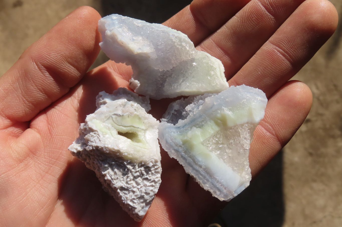 Natural Etched Blue Chalcedony Specimens x 70 From Nsanje, Malawi - Toprock Gemstones and Minerals 