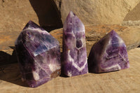 Polished Chevron Amethyst Crystals x 3 From Zambia - Toprock Gemstones and Minerals 