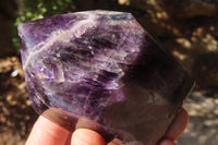 Polished Chevron Amethyst Crystals x 3 From Zambia - Toprock Gemstones and Minerals 