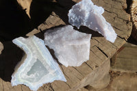 Natural Etched Blue Chalcedony Specimens x 12 From Nsanje, Malawi - Toprock Gemstones and Minerals 