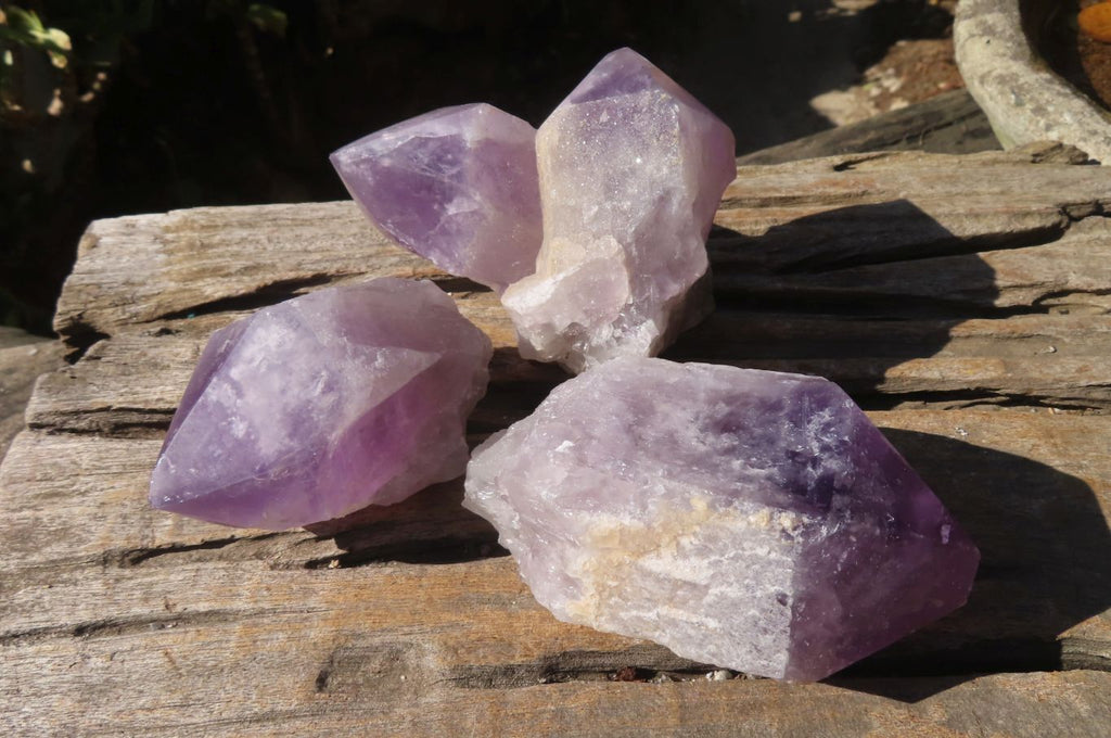Polished Jacaranda Amethyst Crystals x 4 From Mumbwa, Zambia - Toprock Gemstones and Minerals 