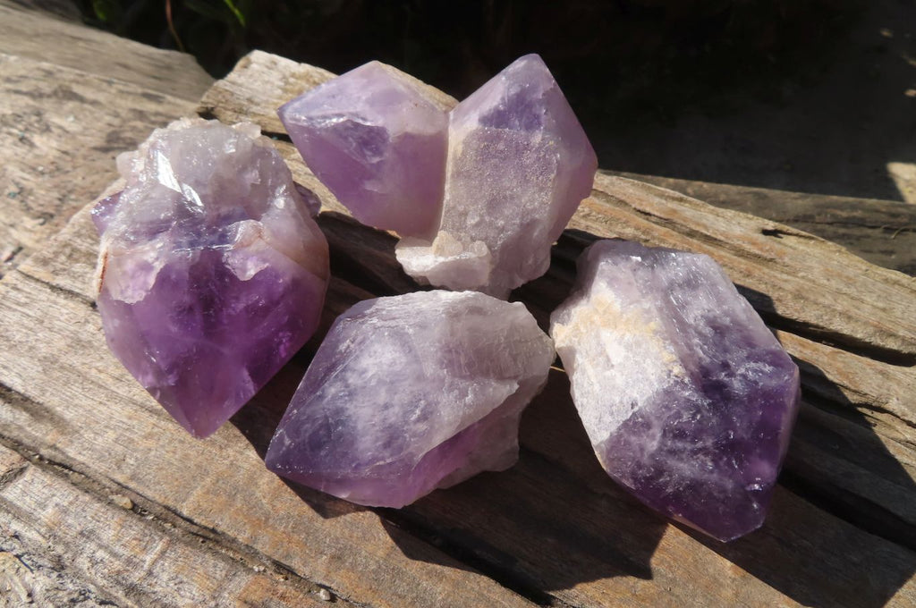 Polished Jacaranda Amethyst Crystals x 4 From Mumbwa, Zambia - Toprock Gemstones and Minerals 