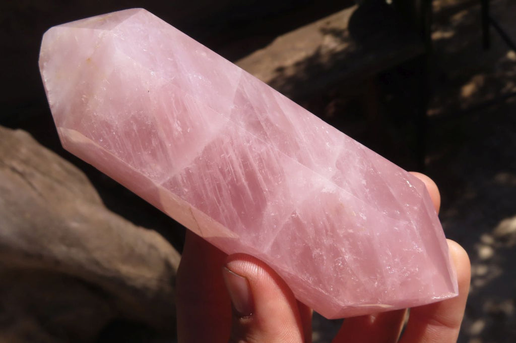 Polished Rose Quartz Crystals x 3 From Madagascar - Toprock Gemstones and Minerals 