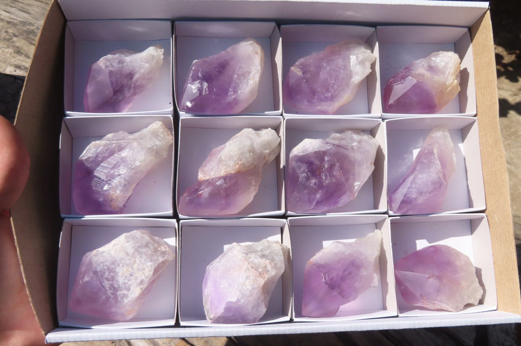 Polished Jacaranda Amethyst Crystals x 12 From Mumbwa, Zambia - Toprock Gemstones and Minerals 