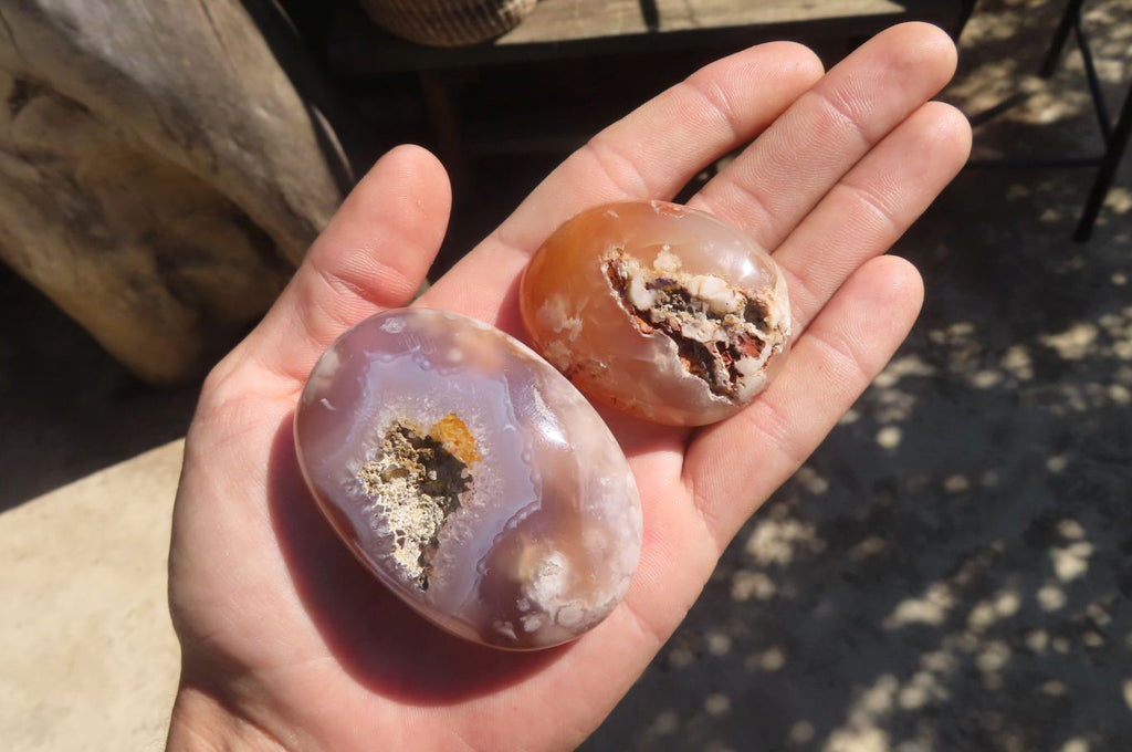 Polished Ocean Flower Agate Galet / Palm Stones x 12 From Antsahalova, Madagascar - Toprock Gemstones and Minerals 