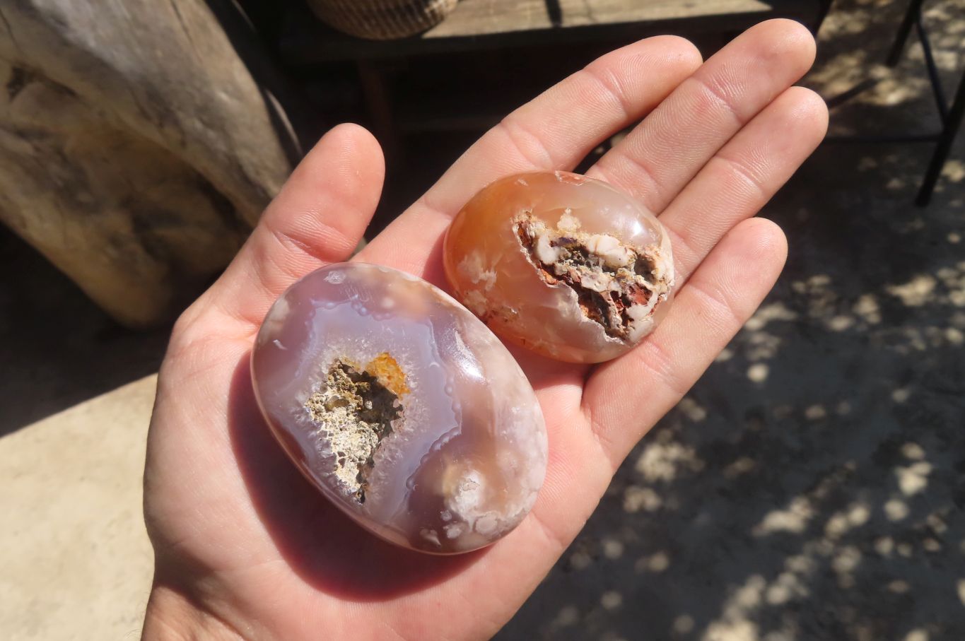 Polished Ocean Flower Agate Galet / Palm Stones x 12 From Antsahalova, Madagascar - Toprock Gemstones and Minerals 