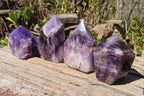 Polished Chevron Amethyst Crystals x 4 From Zambia - Toprock Gemstones and Minerals 
