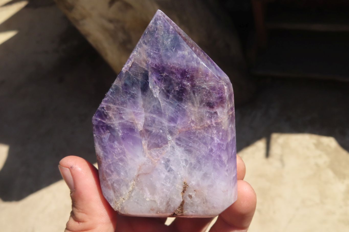 Polished Chevron Amethyst Crystals x 4 From Zambia - Toprock Gemstones and Minerals 