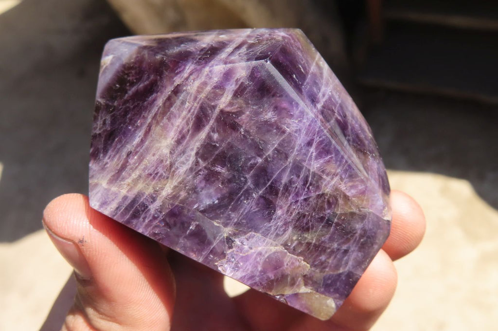 Polished Chevron Amethyst Crystals x 4 From Zambia - Toprock Gemstones and Minerals 