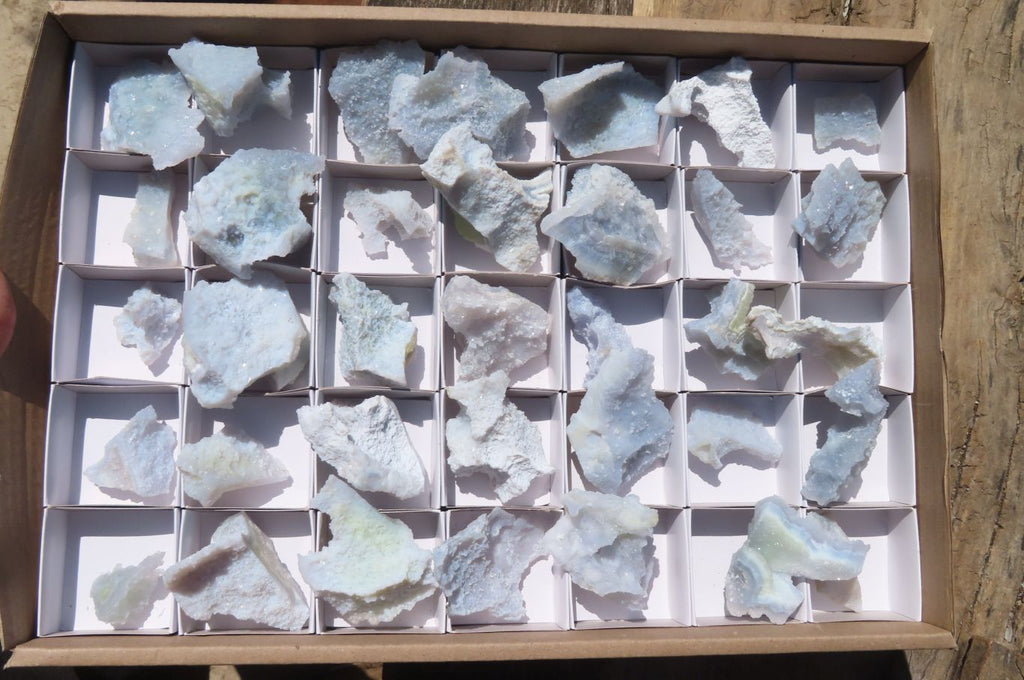 Natural Etched Blue Chalcedony Specimens x 35 From Nsanje, Malawi - Toprock Gemstones and Minerals 