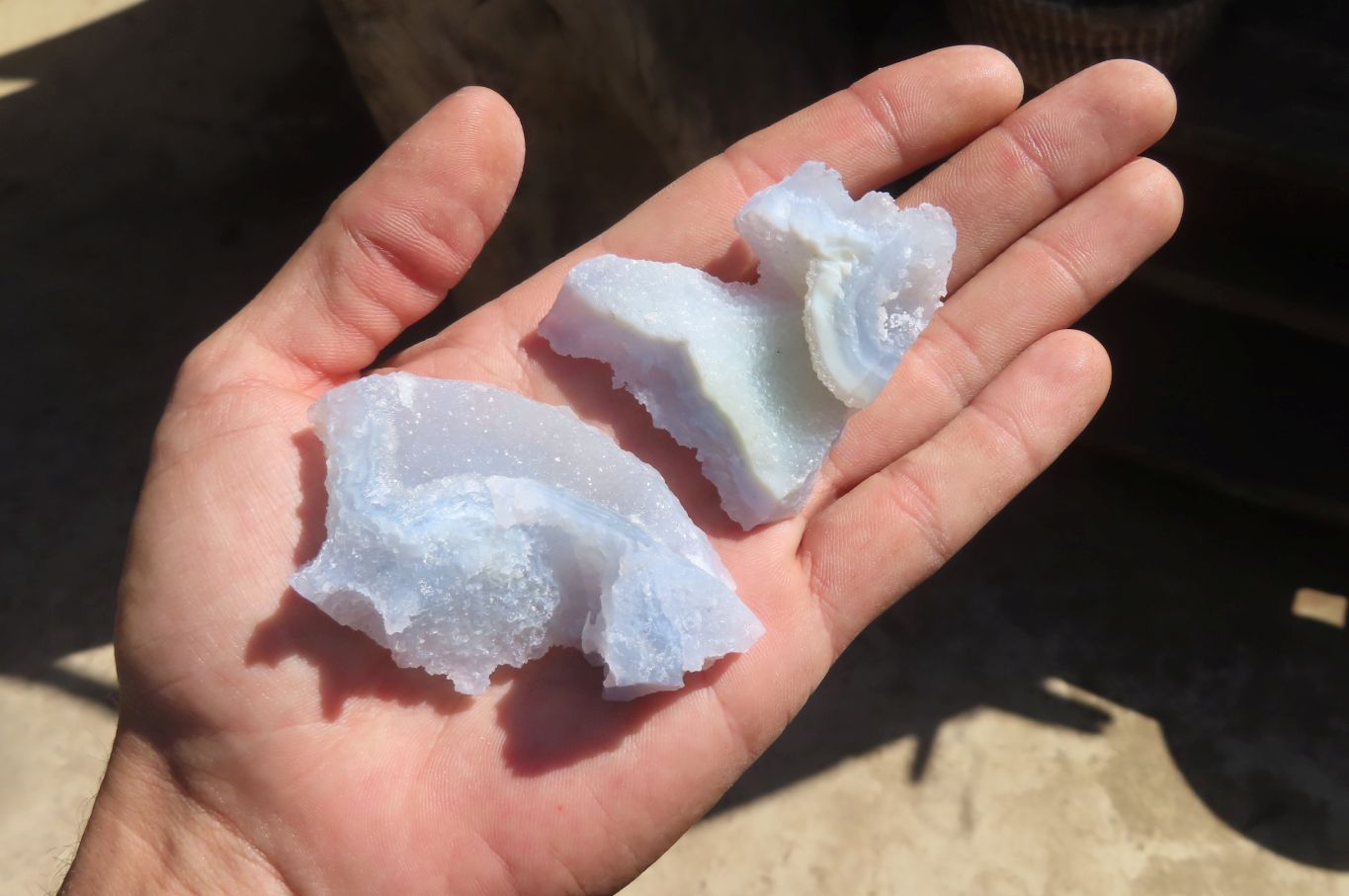 Natural Etched Blue Chalcedony Specimens x 35 From Nsanje, Malawi - Toprock Gemstones and Minerals 