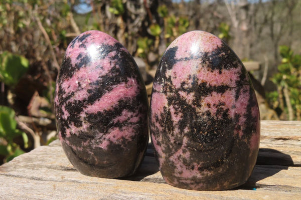 Polished Rhodonite Standing Free Forms x 6 From Madagascar - Toprock Gemstones and Minerals 