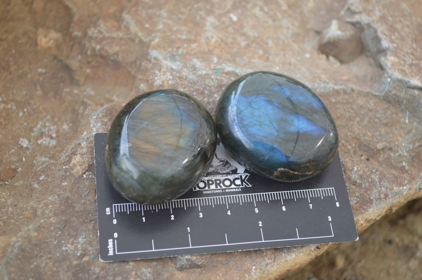Polished Labradorite Galet / Palm Stones x 12 From Tulear, Madagascar - Toprock Gemstones and Minerals 