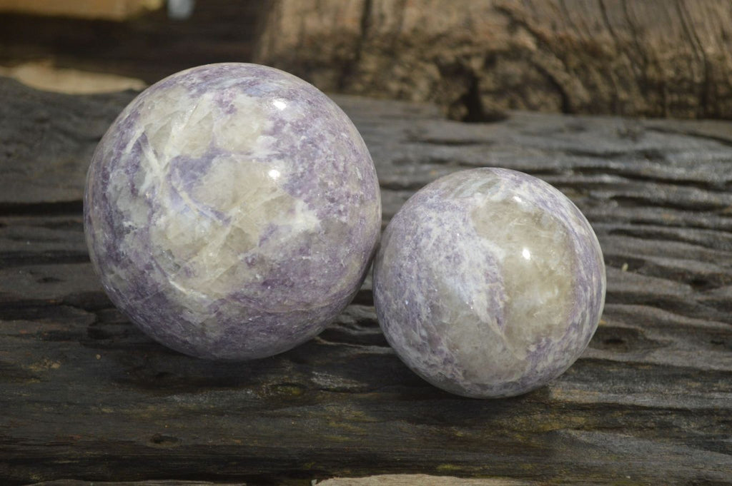 Polished Lepidolite Spheres x 2 From Madagascar - Toprock Gemstones and Minerals 