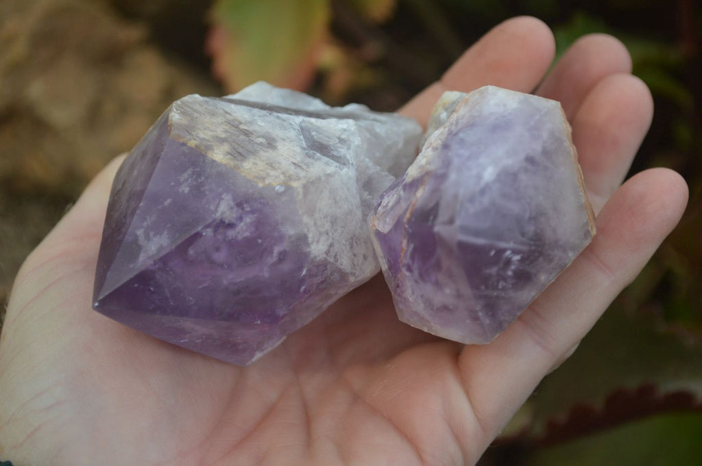 Polished Jacaranda Amethyst Single Crystals x 6 From Mumbwa, Zambia - Toprock Gemstones and Minerals 