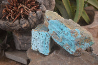 Natural Chrysocolla Dolomite Specimens x 2 From Likasi, Congo - Toprock Gemstones and Minerals 