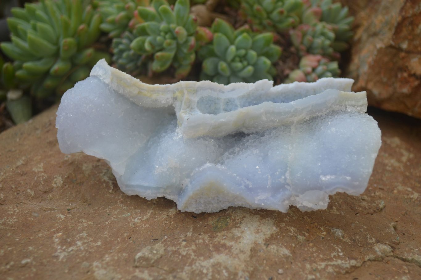 Natural Etched Blue Chalcedony Specimens x 3 From Nsanje, Malawi - Toprock Gemstones and Minerals 