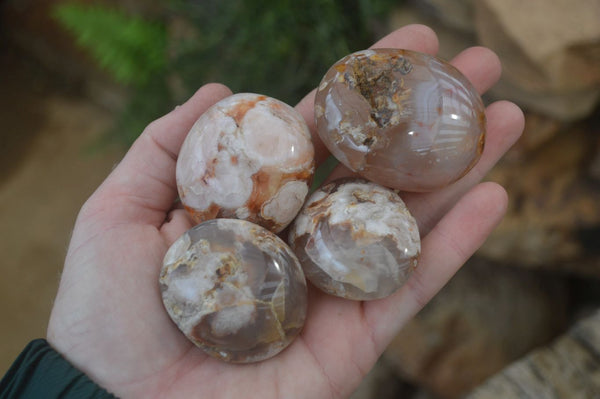Polished Ocean Flower Agate Galet / Palm Stones x 12 From Madagascar - Toprock Gemstones and Minerals 