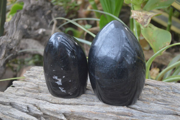 Polished Schorl Black Tourmaline Standing Free Forms x 2 From Madagascar - Toprock Gemstones and Minerals 
