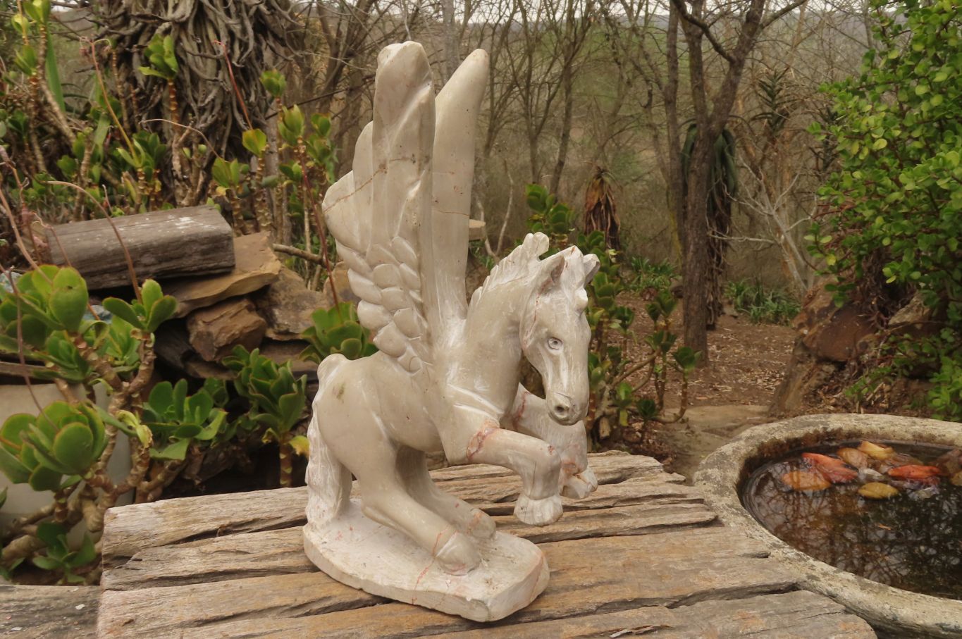 Polished White Marble Pegasus Carving x 1 From Zimbabwe - Toprock Gemstones and Minerals 