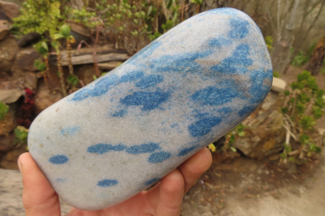 Polished Blue Spinel Quartz Standing Free Form x 1 From Madagascar - Toprock Gemstones and Minerals 
