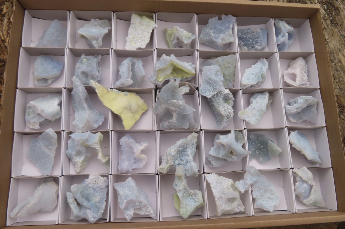 Natural Etched Blue Chalcedony Specimens x 35 From Malawi - Toprock Gemstones and Minerals 