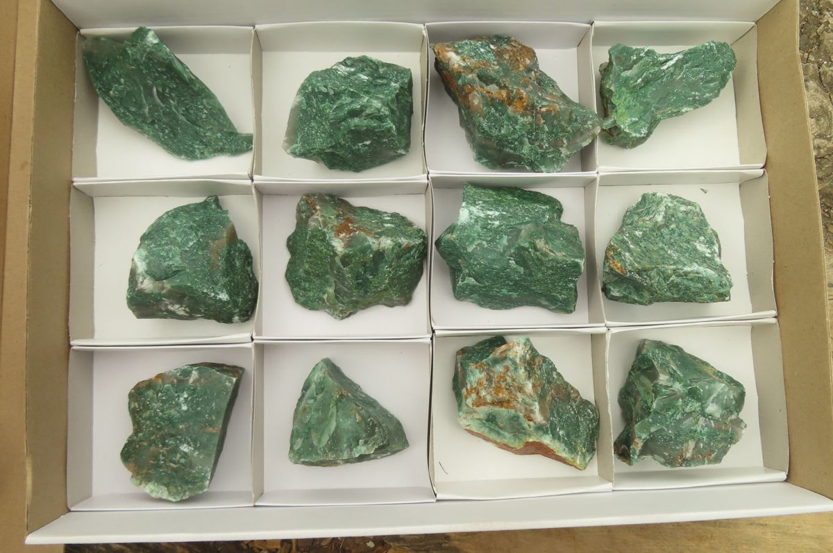 Natural Green Jade Specimens x 12 From Swaziland - Toprock Gemstones and Minerals 