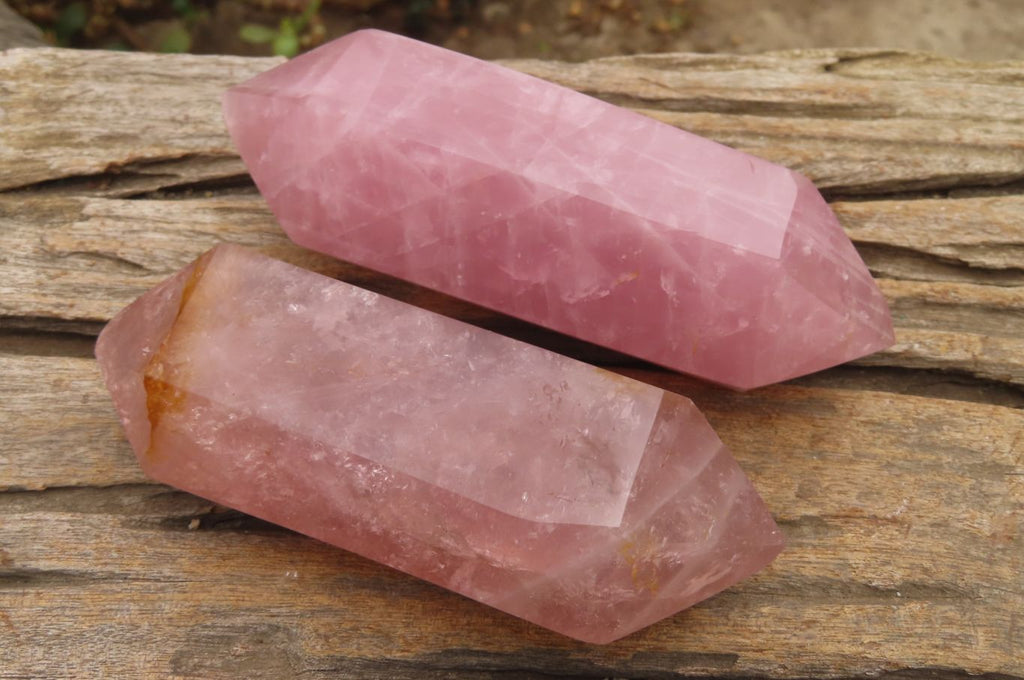 Polished Rose Quartz Crystals x 3 From Madagascar - Toprock Gemstones and Minerals 