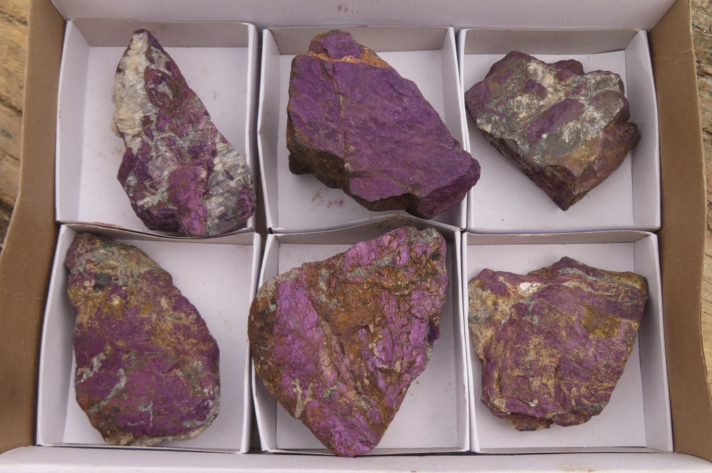 Natural Metallic Purpurite Cobbed Specimens x 6 From Erongo, Namibia - Toprock Gemstones and Minerals 