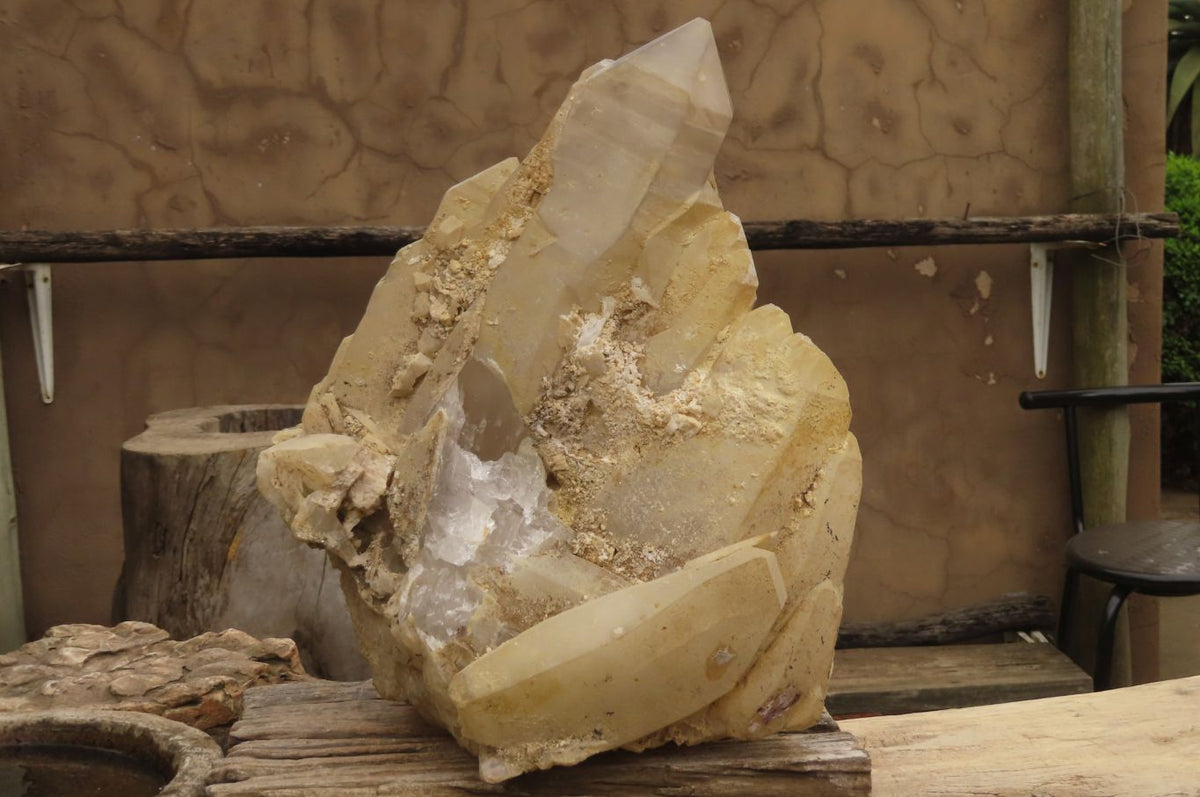 Natural Elestial Window Quartz Cluster x 1 From Madagascar - Toprock Gemstones and Minerals 