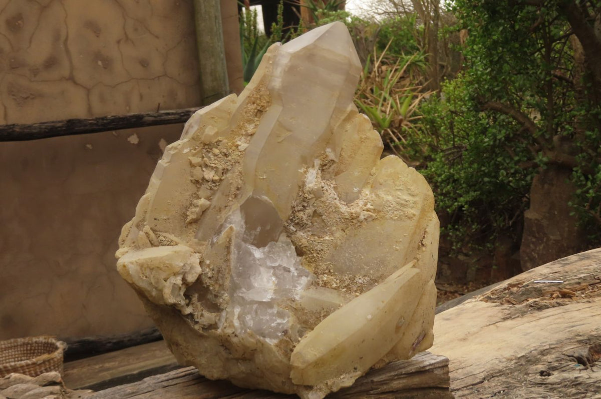 Natural Elestial Window Quartz Cluster x 1 From Madagascar - Toprock Gemstones and Minerals 