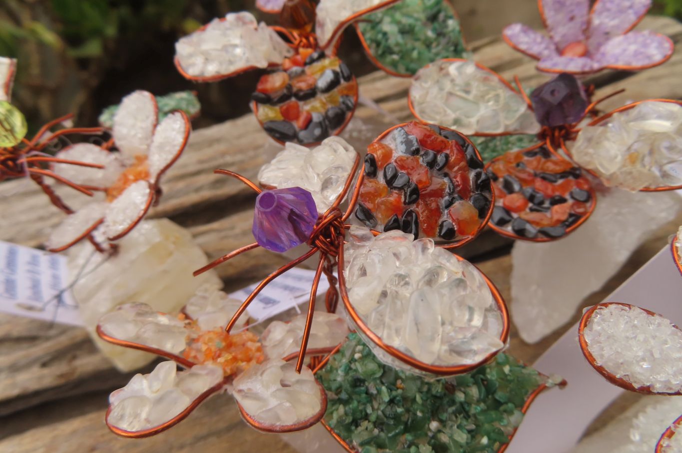 Hand Made Gemstone Bee With Flower - sold per piece From South Africa - Toprock Gemstones and Minerals 
