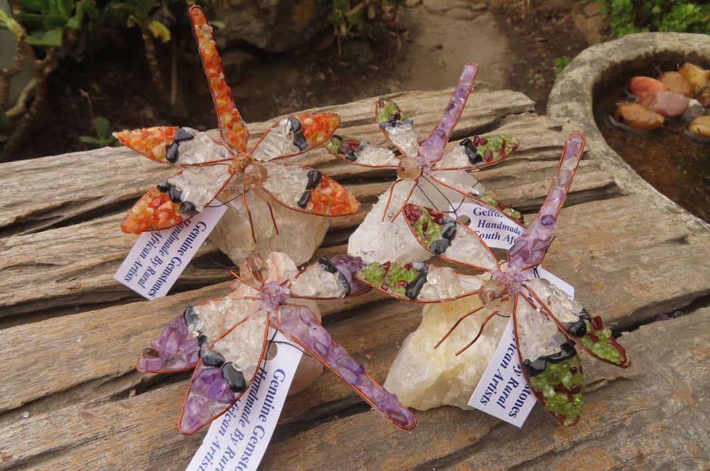 Hand Made Large Gemstone Dragonfly - sold per piece From South Africa - Toprock Gemstones and Minerals 