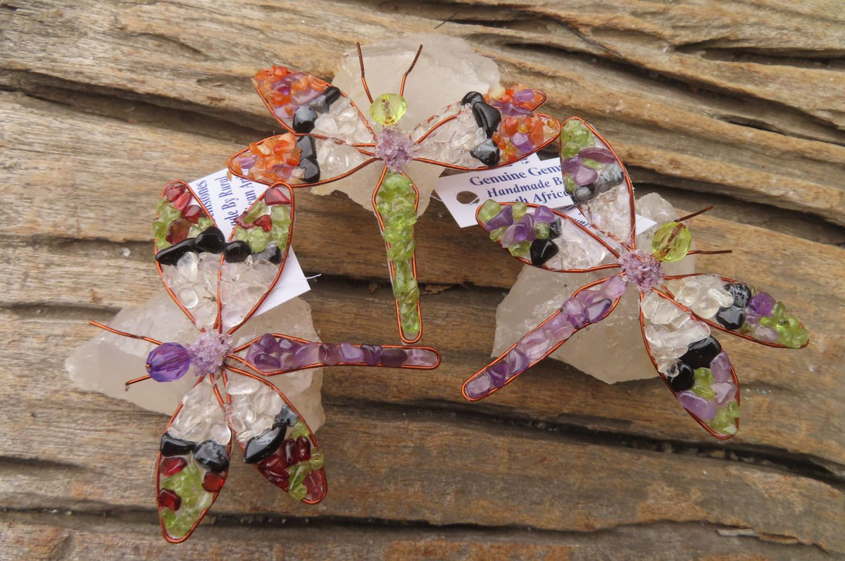 Hand Made Small Gemstone Dragonfly - sold per piece From South Africa - Toprock Gemstones and Minerals 