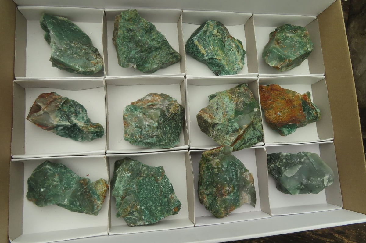 Natural Green Jade Cobbed Specimens x 12 From Swaziland - Toprock Gemstones and Minerals 