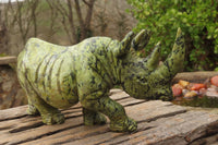 Polished Leopard Stone Rhino Carving x 1 From Zimbabwe