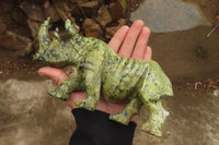 Polished Leopard Stone Rhino Carving x 1 From Zimbabwe