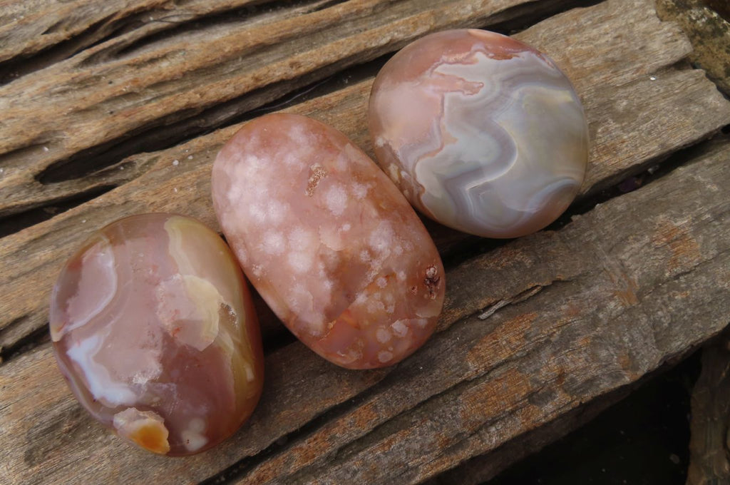 Polished Ocean Flower Agate Galet / Palm Stones x 12 From Antsahalova, Madagascar - Toprock Gemstones and Minerals 