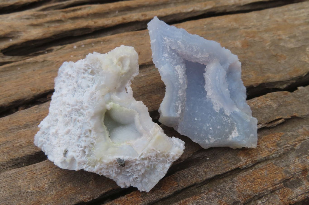 Natural Etched Blue Chalcedony Specimens x 12 From Nsanje, Malawi - Toprock Gemstones and Minerals 