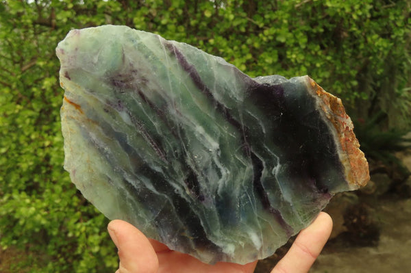 Polished On One Side Watermelon Fluorite Specimens x 2 From Namibia - Toprock Gemstones and Minerals 