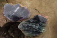 Polished On One Side Watermelon Fluorite Specimens x 2 From Namibia - Toprock Gemstones and Minerals 