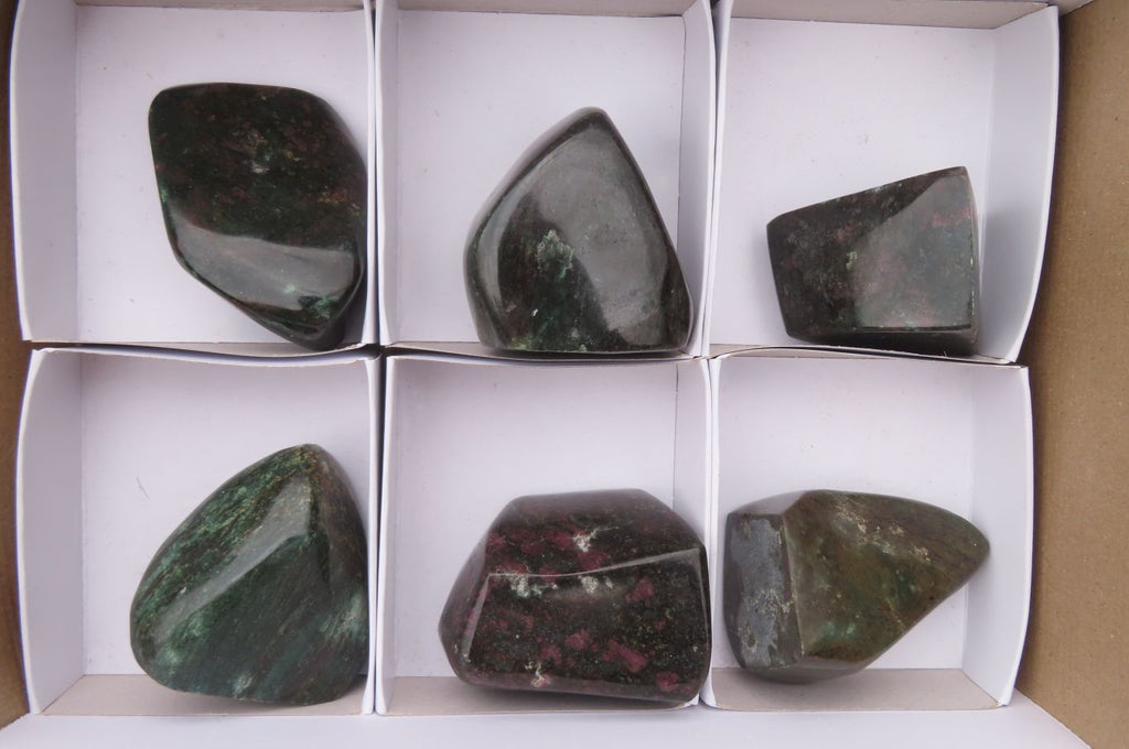 Polished Ruby Corundum in Chrome Verdite Free Forms x 6 From Zimbabwe - Toprock Gemstones and Minerals 