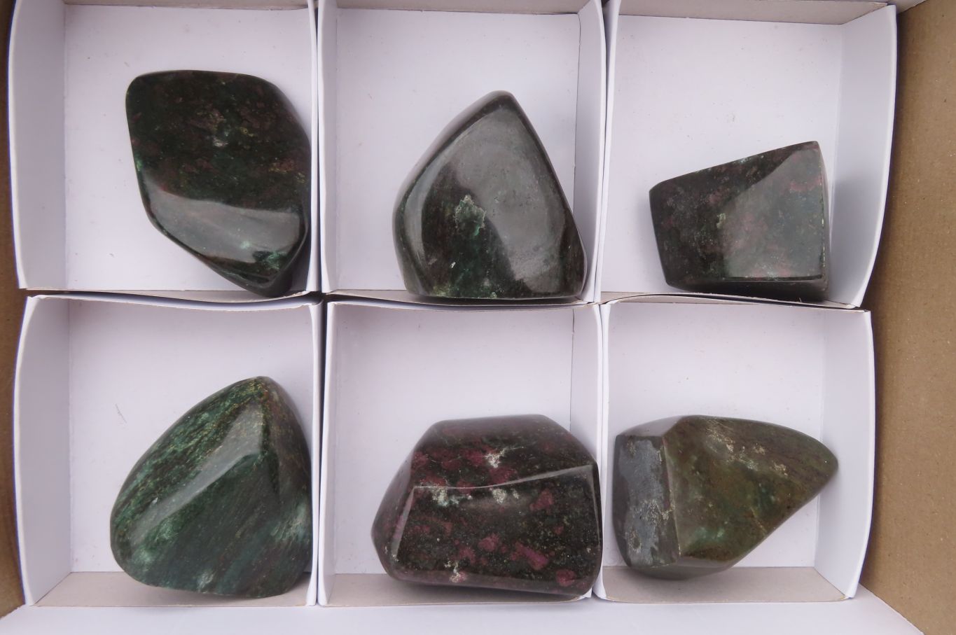 Polished Ruby Corundum in Chrome Verdite Free Forms x 6 From Zimbabwe - Toprock Gemstones and Minerals 