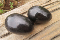 Polished Black Schorl Tourmaline Eggs x 6 From Madagascar - Toprock Gemstones and Minerals 